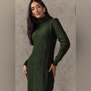 Francesca's Blue Rain Green Ava Double Slit Mini Sweater Dress- Size L